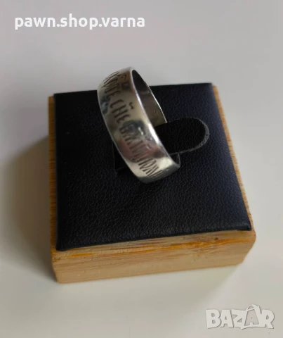 Винтидж сребърен пръстен със старославянски надпис – проба 925, снимка 3 - Пръстени - 51149748