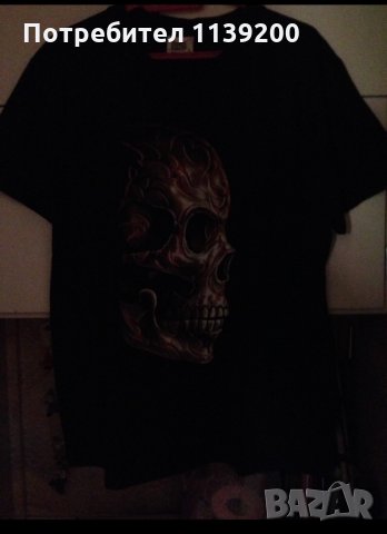 Cool Riders мъжка черна тениска със светещ череп L XL, снимка 4 - Тениски - 20561285