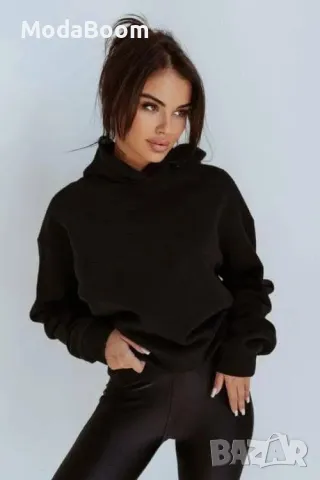 Памучен дамски суичър с акцент, снимка 2 - Суичъри - 48934881