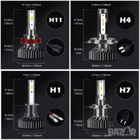 🔝 INFITARY ®️ ✔️12000LM ✔️6500K ✔️72W  ✔️6500K H4 LED крушка за фарове H7 LED H11 H1 HB3 HB4 с 1860, снимка 8 - Аксесоари и консумативи - 27587368