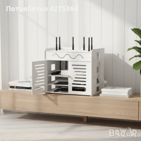 Органайзер шкаф за Wi-Fi рутер и кабели – 3 нива, бял дизайн, снимка 7 - Шкафове - 51930753