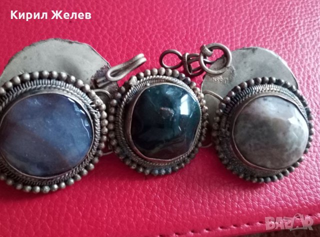 СТАРИННА ОСМАНСКА СКЪПОЦЕННА САЧАНЕНА ГРИВНА ИКРУСТИРАНА с НЕФРИТ и МАЛАХИТ РЪЧНА МАЙСТОРСКА 27271, снимка 4 - Антикварни и старинни предмети - 34972908