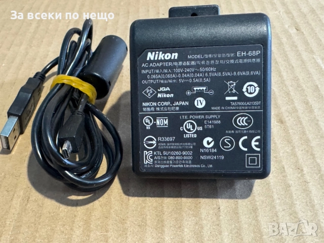 Оригинално зарядно NIKON EH-68P за цифров фотоапарат, снимка 2 - Батерии, зарядни - 52656939