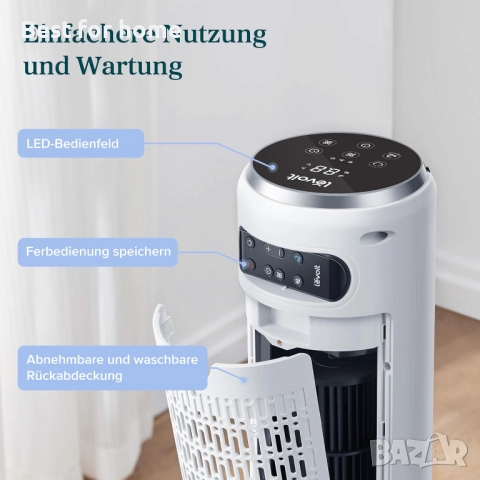 Levoit - Куловен, тих вентилатор с 4 режима, 5 скорости с дистанционно управление, снимка 6 - Вентилатори - 52117510