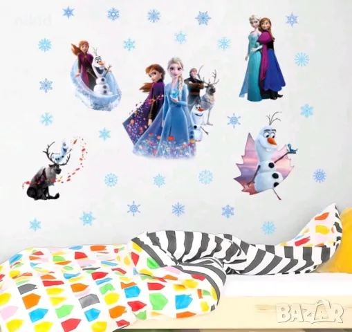 5 в 1  замръзналото кралство герои стикер лепенка лепени стикери самозалепващ за стена мебел