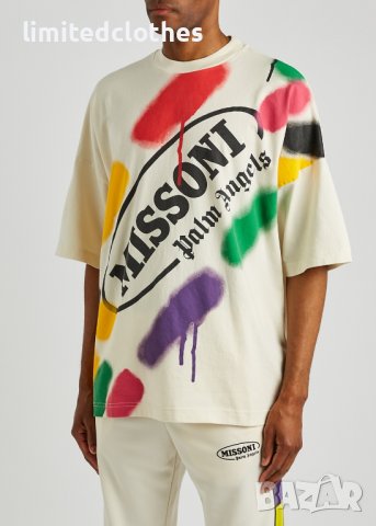 PALM ANGELS x MISSONI Spray Paint Logo Print Oversized Мъжка / Дамска Тениска size S (L) и XL (XXL)