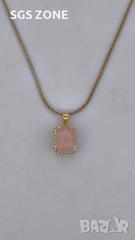 Висулка, изработена от сребро 925 проба, позлатена с морганит от Тайланд, снимка 6 - Колиета, медальони, синджири - 53373837