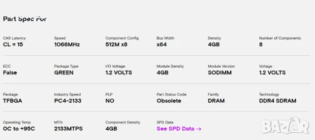 8GB (2x4GB) 1RX8 PC4-2133 MHz, снимка 2 - RAM памет - 47857344