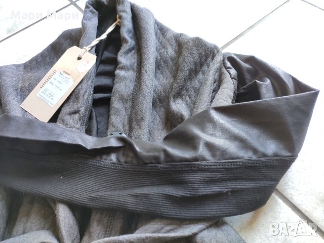 Връхна дреха с кожени ръкави, снимка 12 - Блузи с дълъг ръкав и пуловери - 26237509