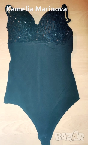 Черно боди с камъни