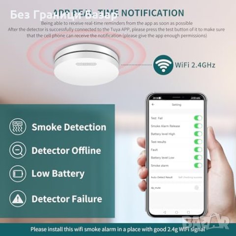 Нова Безжична взаимосвързана Wifi аларма за дим Дом , снимка 5 - Други стоки за дома - 43263972
