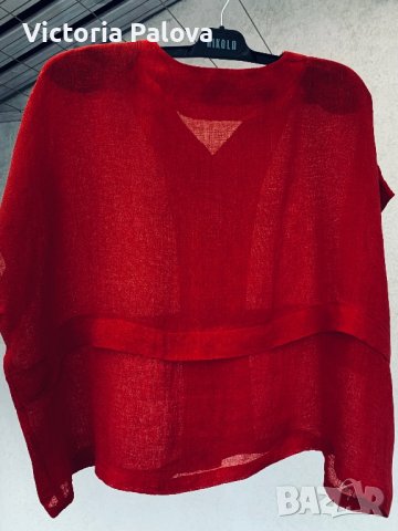 Широка ленена блуза HOPSACK Германия, снимка 8 - Корсети, бюстиета, топове - 43744197