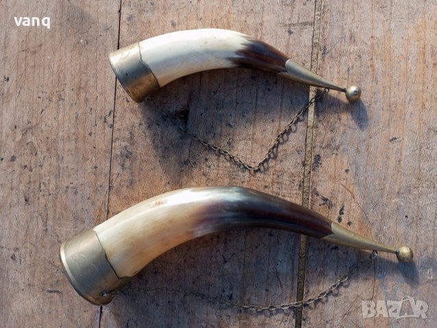 Стари чаши от рог с месингов обков за вино,медовина или за декорация, снимка 4 - Антикварни и старинни предмети - 43602825