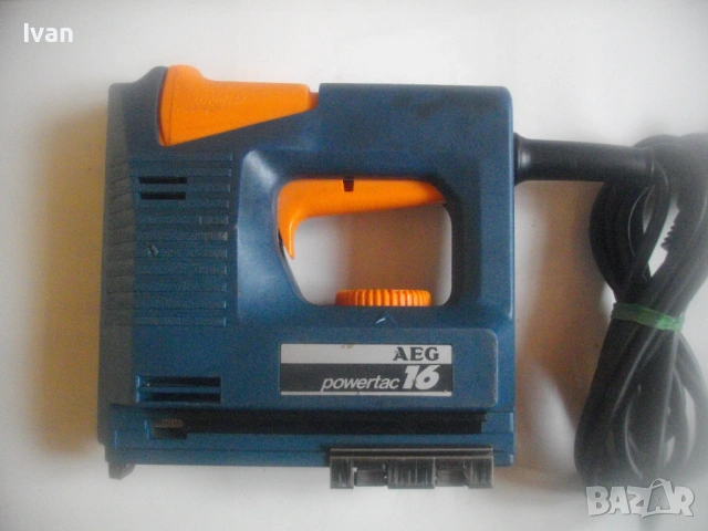 НОВ AEG Powertac 16 Професионален оригинален ел. такер с регулация за скоби до 15 мм 