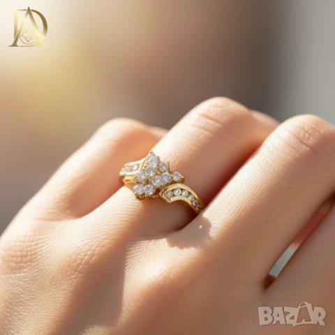 Нов Златен Пръстен с 0.85кт Естествени Брилянти , снимка 2 - Пръстени - 40186863