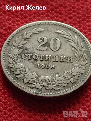 Стара монета над стогодишна 20 стотинки 1906г. Княжество България за колекция - 25069, снимка 3 - Нумизматика и бонистика - 35266252
