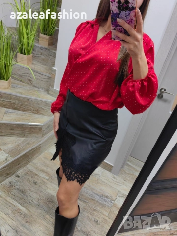 Дамски сет боди с кожена пола, снимка 2 - Комплекти - 52864267