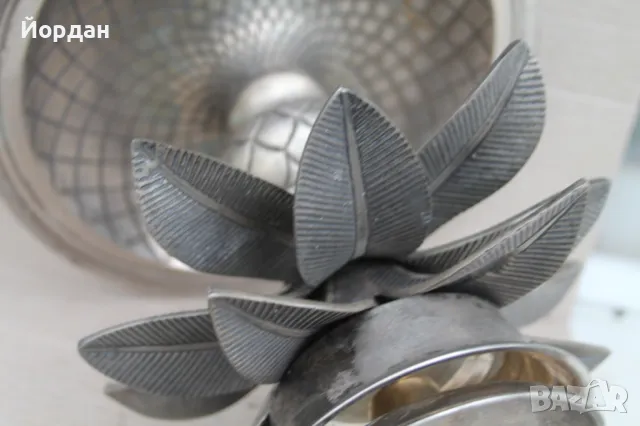 Посребрен бронзов свещник, снимка 7 - Антикварни и старинни предмети - 49061286