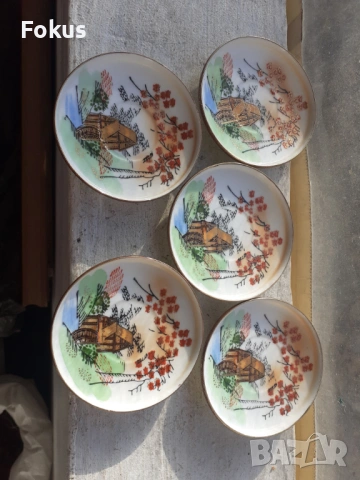 Чинийки порцелан Kutani Япония - 5бр., снимка 7 - Антикварни и старинни предмети - 53353996