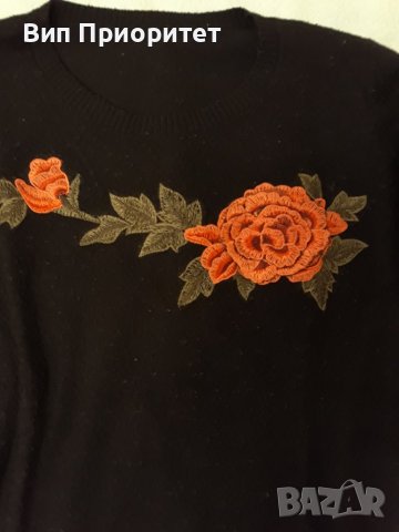 Плетена мека и приятна блуза Роза , много женствена, комфортно усещане за лукс. Розата е 3Д коприна., снимка 6 - Блузи с дълъг ръкав и пуловери - 37456987