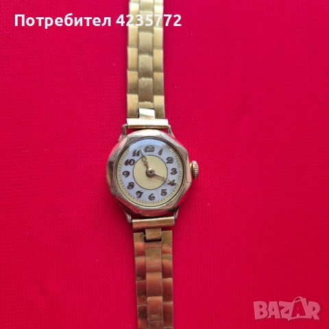 Швейцарски колекционерски позлатен винтидж часовник от 1930г.,20микрона позлата. 