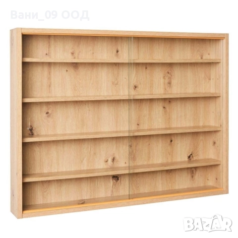 Колекционерски стенна витрина в дървесен цвят 