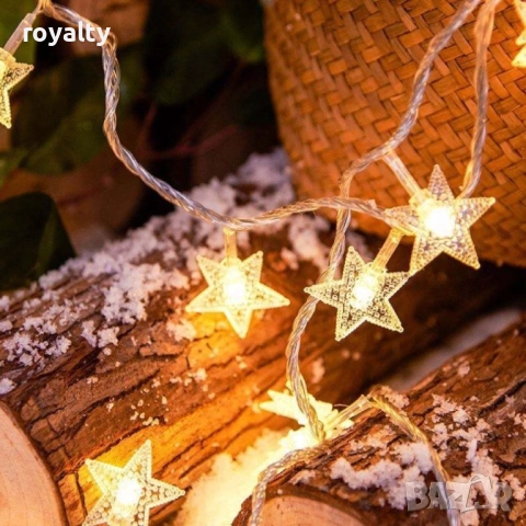 Светещи коледни LED лампички със звездички с щепсел., снимка 6 - Лед осветление - 52122012