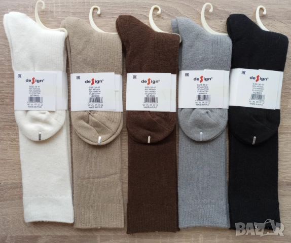 Дълги вълнени чорапи до коляното от алпака / Дамски 3/4 зимни чорапи, снимка 2 - Дамски чорапи - 52556042