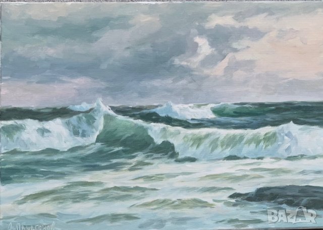 Картина морски пейзаж Бряг-Тюленово от А.Панагонов