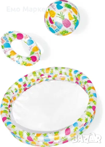 Забавление с надуваемия комплект детски басейн Intex 59469NP - Включващ топка и пояс!, снимка 3 - Басейни и аксесоари - 49406044