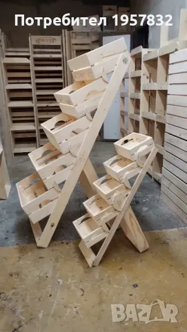 Дървени стелажи за плод и зеленчук ръчна изработка, снимка 3 - Стелажи и щандове - 48839856