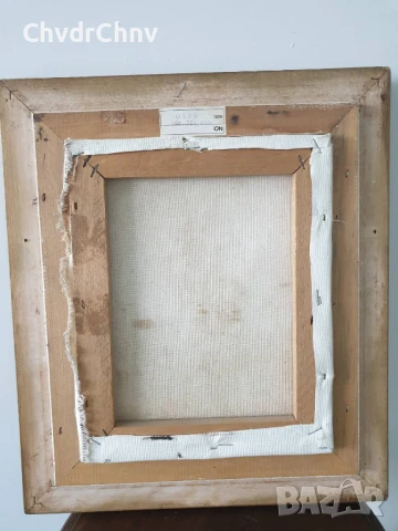 36х31см/малка картина масло върху платно/натюрморт ваза с цветя/барокова дървена рамка, снимка 6 - Картини - 50823426