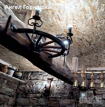 Стенна лампа от автентично колело на каруца, снимка 17 - Лампи за стена - 30384928