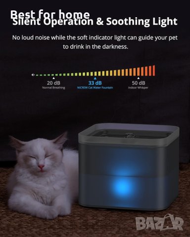 Котешки фонтан NICREW с LED светлина 2l, снимка 2 - За котки - 42943959