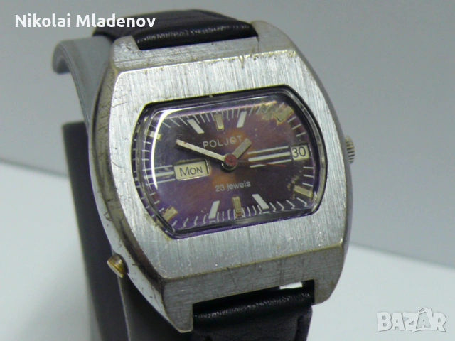 Съветски ПОЛЕТ/POLJOT Автоматичен Мъжки ръчен часовник, работещ!, снимка 3 - Мъжки - 53180601