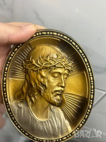 Исус метал пано икона религия релеф, 14 см/ 11 см, снимка 13 - Антикварни и старинни предмети - 48150580