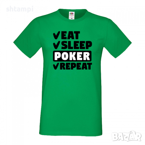 Мъжка тениска Poker,Eat,Sleep,Peker,Anime,Repeat,Ядене,Спане,Геймс,Подарък,Повторение,Празник,Игри, снимка 2 - Тениски - 36419450