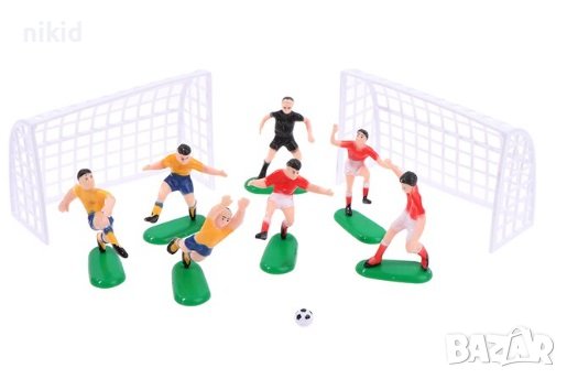 6 футболисти Сокър и врата футболно игрище фигурки PVC пластмасови игра и украса торта топер футбол, снимка 11 - Фигурки - 19428270