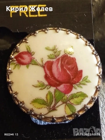 ВИНТИДЖ ПОРЦЕЛАНОВИ ОБЕЦИ с КЛИПС с ДИЗАЙН на РОЗИ 41012, снимка 3 - Обеци - 52492377