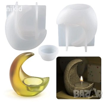 3D Извита поставка стойка за свещ свещник силиконов молд форма калъп смола гипс, снимка 1 - Форми - 37310185
