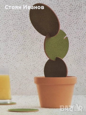 Керамична саксия-кашпа с декоративен кактус - Декорация, снимка 2 - Декорация за дома - 52009237