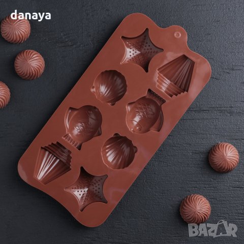 1435 Силиконова форма за шоколадови бонбони морско дъно, снимка 2 - Форми - 28341167