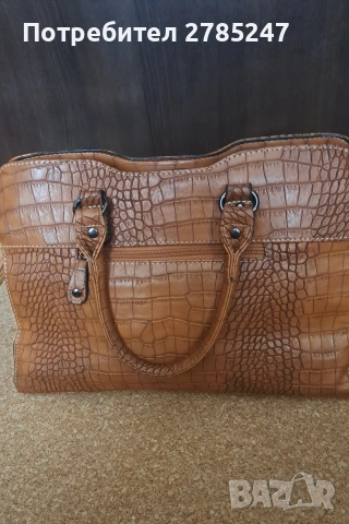Кафява дамска чанта с кроко принт, снимка 7 - Чанти - 53534927