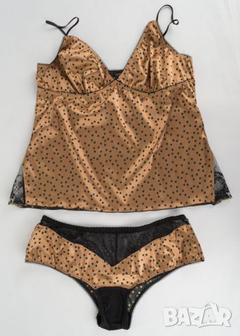 Комплект от златист корсаж и боксерки марка Sawren - L, снимка 2 - Бельо - 28660174