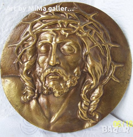 Исус с трънен венец -  икона, релеф барелеф метал религия, снимка 3 - Пана - 28962981