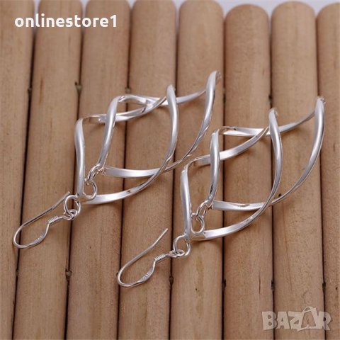 Сребърни Обеци къдрици 925 сребро BF125, снимка 3 - Обеци - 26362800