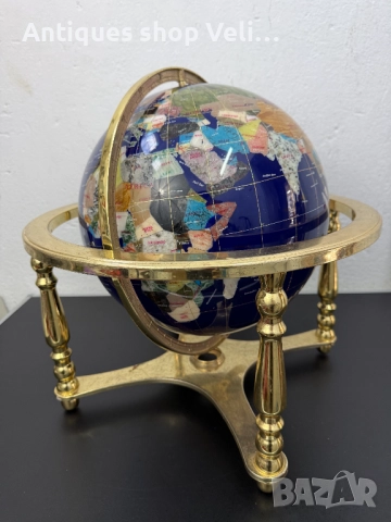 Настолен глобус от полускъпоценни минерали №7670, снимка 5 - Антикварни и старинни предмети - 52627022
