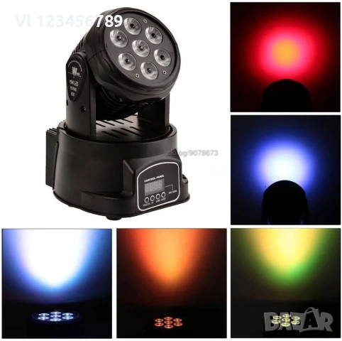 Диско прожектор 7 led mini moving head лед с въртяща се глава, снимка 4 - Други - 50826195