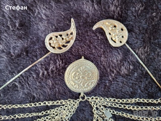 Сребърна Трепка Възрожденски Прочелник накит носия пафта, снимка 5 - Антикварни и старинни предмети - 43171809