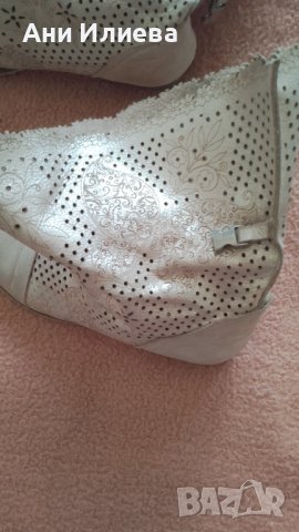 Летни ботуши естествена кожа цвят розова пудра с ефект сатен, снимка 6 - Дамски ботуши - 43106689